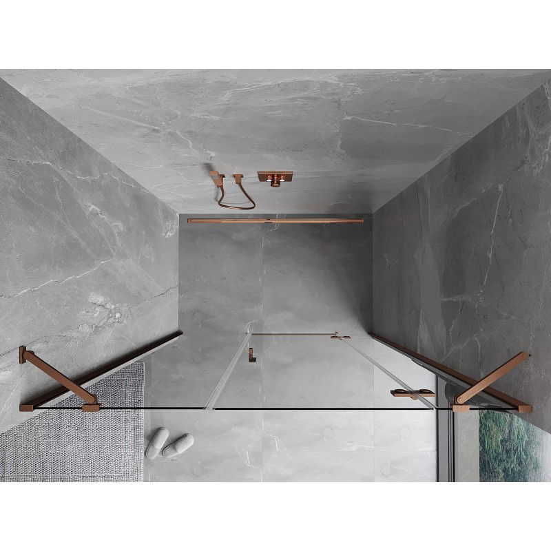 Mexen Mist-H sprchové dvere otvárajúce sa doprava 135 cm, transparentné, brúsená meď - 8A5-135-001-65-00-P
