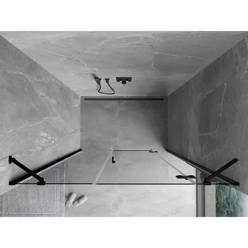 Mexen Mist-H sprchové dvere výklopné pravé 155 cm, priehľadné, čierne - 8A5-155-001-70-00-P