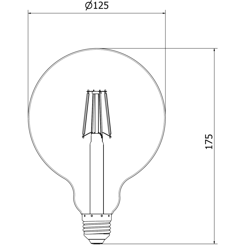Mexen Vintis LED žiarovka filament E27, G125, 6W, Teplá - 2200K, 600 lm, jantárová - L158-E27-0622-50