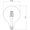 Mexen Vintis LED žiarovka filament E27, G125, 6W, Teplá - 2200K, 600 lm, jantárová - L158-E27-0622-50