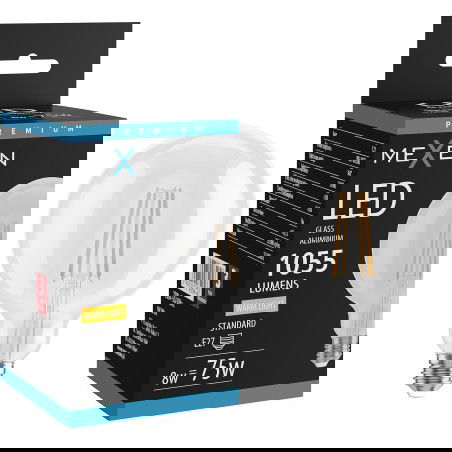 Mexen Vintis LED žiarovka filament E27, G125, 8W, Teplá - 2700K, 1055 lm, číra - L158-E27-0827-00