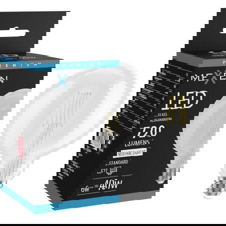 Mexen Vintis LED žiarovka s filamentom E27, G125, 6W, Neutrálna - 4000K, 720 lm, číra - L158-E27-0640-00