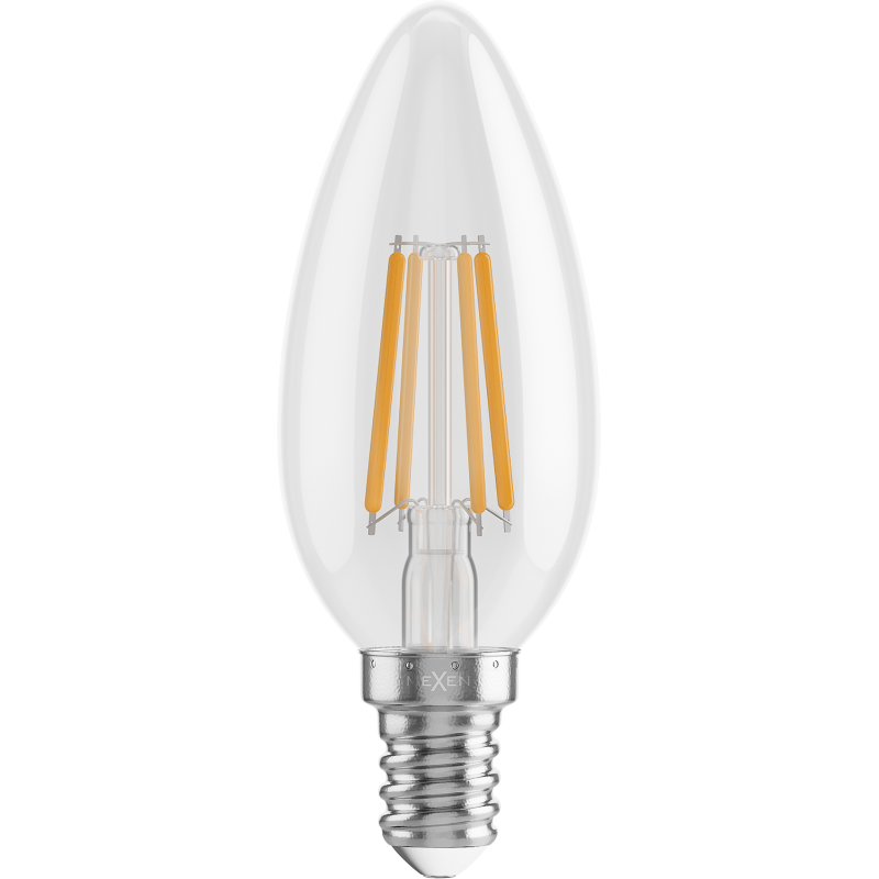 Mexen Vintis LED žiarovka filament E14, C35, 4W, Teplá - 2700K, 470 lm, číra - L154-E14-0427-00