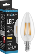 Mexen Vintis LED žiarovka filament E14, C35, 4W, Teplá - 2700K, 470 lm, číra - L154-E14-0427-00
