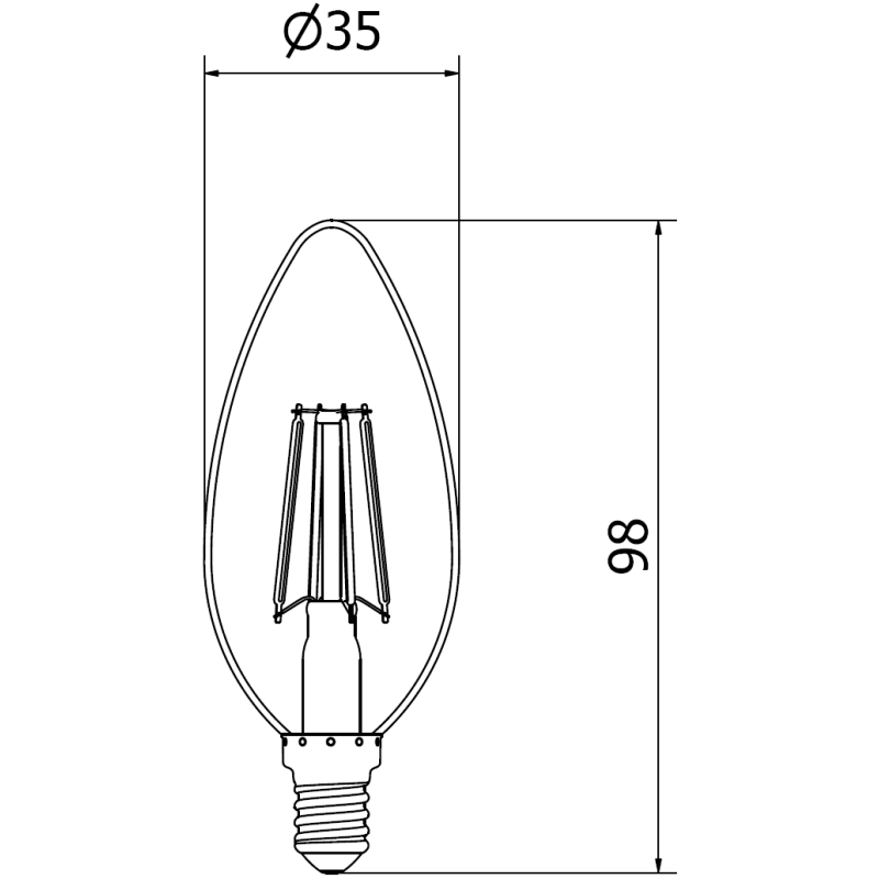 Mexen Vintis Žiarovka filament LED E14, C35, 6W, Teplá - 2700K, 720 lm, číra - L154-E14-0627-00