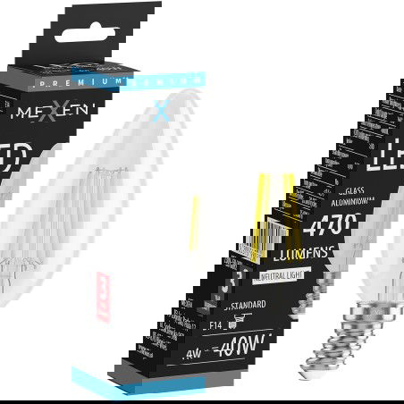 Mexen Vintis LED filament žiarovka E14, C35, 4W, Neutrálna - 4000K, 470 lm, clear - L154-E14-0427-00 - L154-E14-0440-00