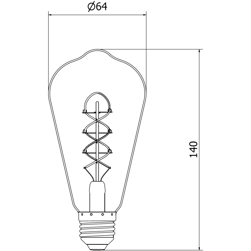 Mexen Vintis Žiarovka filament špirála LED E27, ST64, 4W, Teplá - 2200K, 220 lm, smoke - L162-E27-0422-70