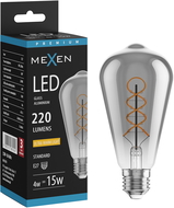 Mexen Vintis Žiarovka filament špirála LED E27, ST64, 4W, Teplá - 2200K, 220 lm, smoke - L162-E27-0422-70
