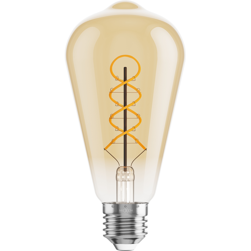 Mexen Vintis Žiarovka filament špirála LED E27, ST64, 6W, Teplá - 2700K, 530 lm, jantárová - L162-E27-0627-50