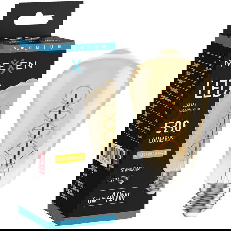 Mexen Vintis Žiarovka filament špirála LED E27, ST64, 6W, Teplá - 2700K, 530 lm, jantárová - L162-E27-0627-50