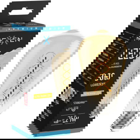 Mexen Vintis Žiarovka filament špirála LED E27, ST64, 4W, Teplá - 2200K, 360 lm, amber - L162-E27-0422-50