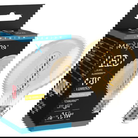 Mexen Vintis Žiarovka filament špirála LED E27, G80, 2W, Teplá - 2200K, 170 lm, jantárová - L165-E27-0222-50