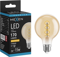 Mexen Vintis Žiarovka filament špirála LED E27, G80, 2W, Teplá - 2200K, 170 lm, jantárová - L165-E27-0222-50
