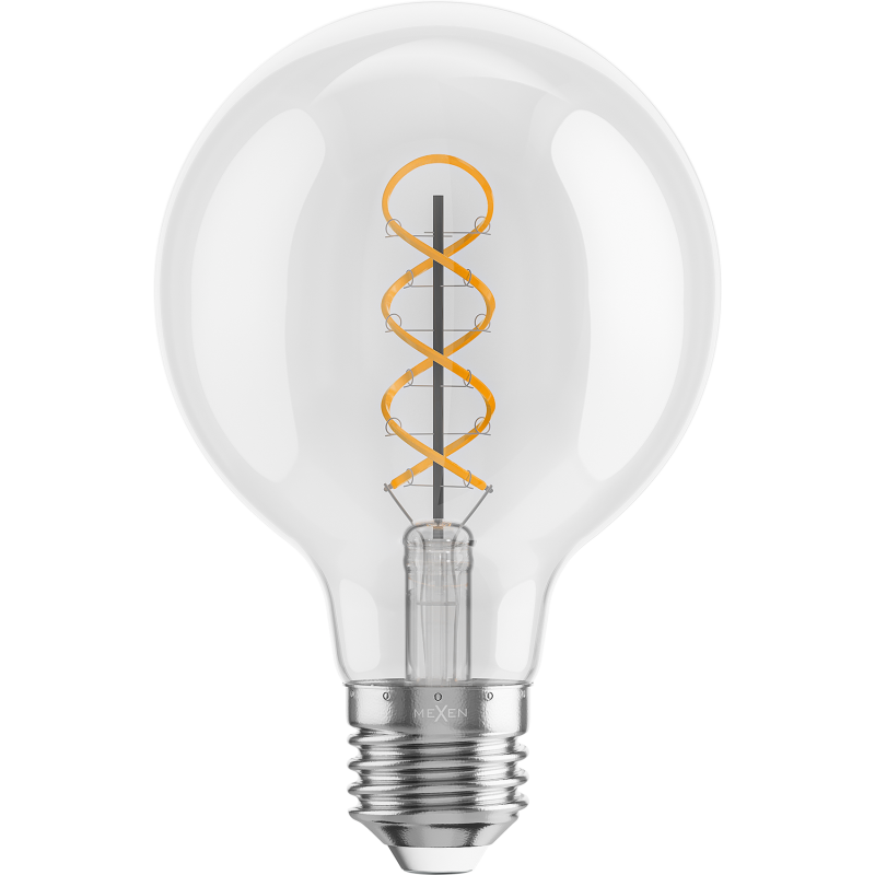 Mexen Vintis LED filamentová špirálová žiarovka E27, G80, 4W, Teplá - 2700K, 420 lm, číra - L165-E27-0427-00