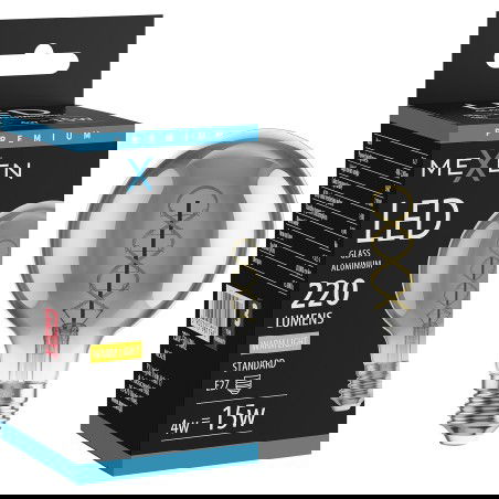 Mexen Vintis LED žiarovka s vláknom, špirálová, E27, G80, 4W, Teplá - 2700K, 220 lm, dymová - L165-E27-0427-70