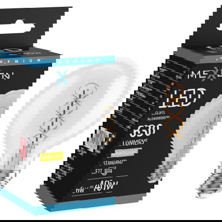 Mexen Vintis LED žiarovka s filamentovou špirálou E27, G80, 6W, Teplá - 2700K, 630 lm, číra - L165-E27-0627-00