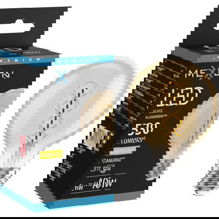 Mexen Vintis Žiarovka filament špirála LED E27, G80, 6W, Teplá - 2700K, 530 lm, jantárová - L165-E27-0627-50