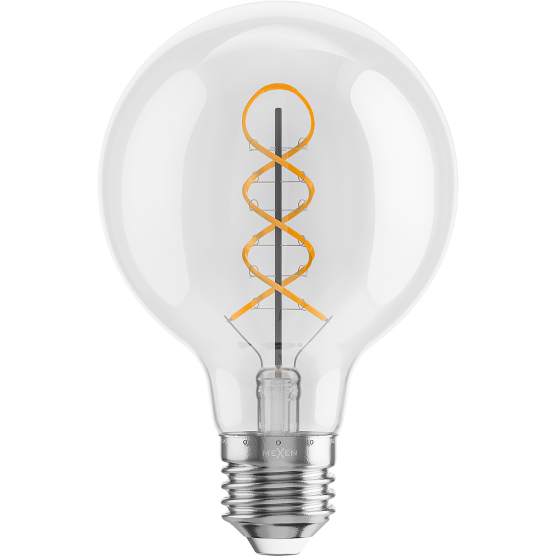 Mexen Vintis Žiarovka filament špirála LED E27, G80, 8W, Teplá - 2700K, 750 lm, číra - L165-E27-0827-00