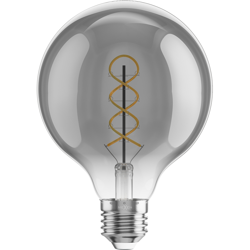 Mexen Vintis Žiarovka filament špirála LED E27, G95, 4W, Teplá - 2200K, 220 lm, dymová - L167-E27-0422-70