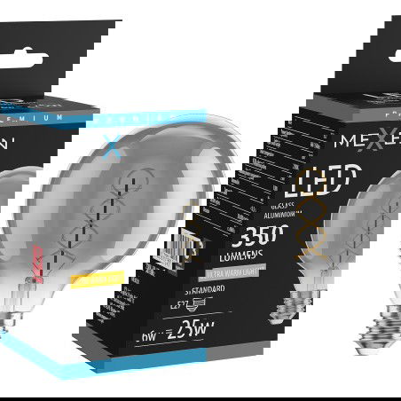 Mexen Vintis Žiarovka filament špirála LED E27, G95, 6W, Teplá - 2200K, 350 lm, dymová - L167-E27-0622-70