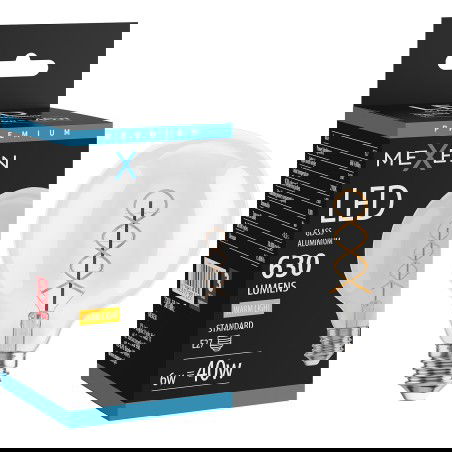 Mexen Vintis LED žiarovka filament špirála E27, G95, 6W, Teplá - 2700K, 630 lm, číra - L167-E27-0627-00