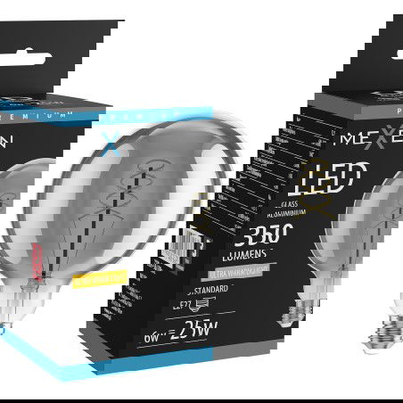 Mexen Vintis Žiarovka filament špirála LED E27, G125, 6W, Teplá - 2200K, 350 lm, smoke - L168-E27-0622-70
