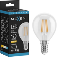 Mexen Vintis Žiarovka filament LED E14, G45, 4W, Teplá - 2700K, 470 lm, číra - L156-E14-0427-00