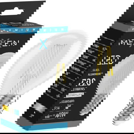 Mexen Vintis LED vlákno žiarovka E14, G45, 6W, Neutrálna - 4000K, 720 lm, číra - L156-E14-0640-00