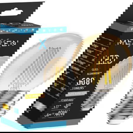 Mexen Vintis LED vláknová žiarovka E27, G45, 6W, Teplá - 2200K, 600 lm, jantárová - L156-E27-0622-50