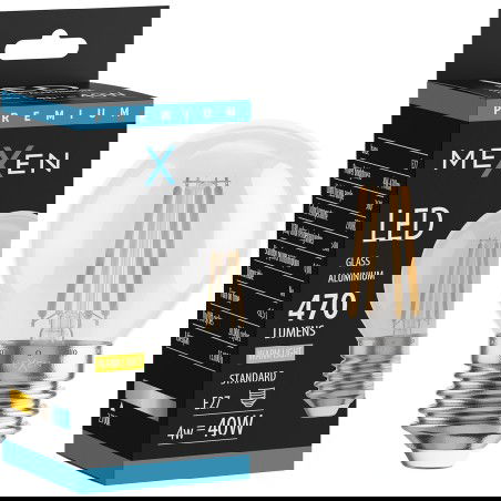 Mexen Vintis LED filamentová žiarovka E27, G45, 4W, Teplá - 2700K, 470 lm, číra - L156-E27-0427-00