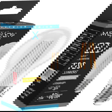 Mexen Vintis Žiarovka filament LED E27, A60, 6W, Teplá - 2200K, 720 lm, číra - L150-E27-0622-00