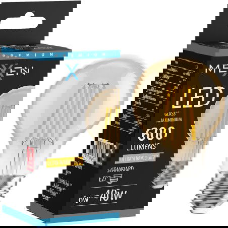 Mexen Vintis LED žiarovka filament E27, A60, 6W, Teplá - 2200K, 600 lm, jantárová - L150-E27-0622-50