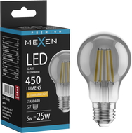 Mexen Vintis LED vlákno žiarovka E27, A60, 6W, Teplá - 2200K, 450 lm, smoke - L150-E27-0622-70
