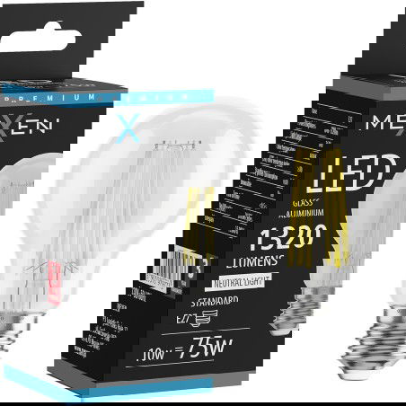 Mexen Vintis LED žiarovka filament E27, A60, 10W, Neutrálna - 4000K, 1320 lm, číra - L150-E27-1040-00