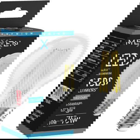 Mexen Vintis LED filamentová žiarovka E27, A60, 10W, Studená - 6500K, 1320 lm, číra - L150-E27-1065-00