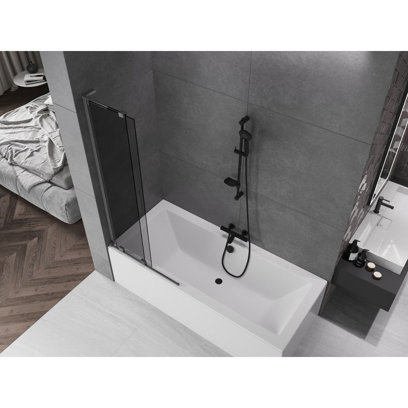 Mexen Velar L 2-krídlový sklápací vaňový záves 80 x 150 cm, grafit, brúsená gun gray - 896-080-003-41-66