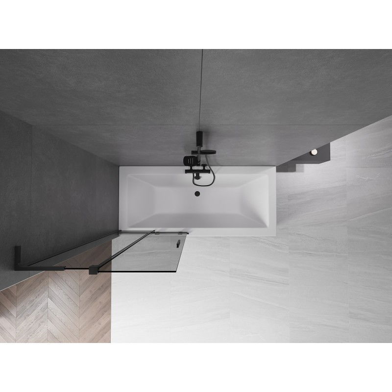 Mexen Velar L vaňová zástená 2-krídlová posuvná 80 x 150 cm, grafit, čierna - 896-080-003-41-70