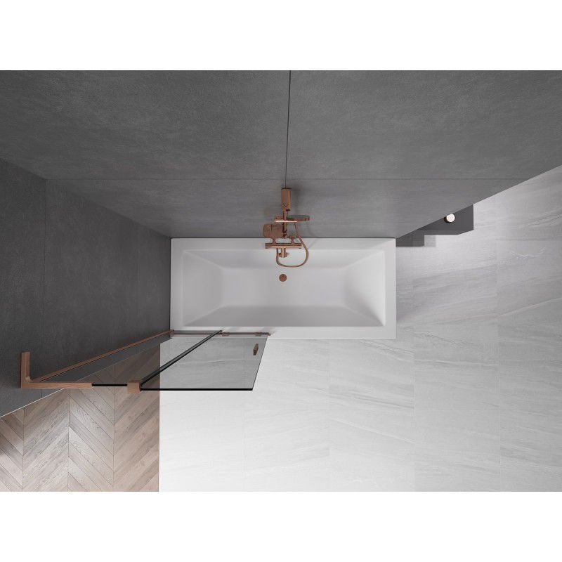 Mexen Velar L vaňová zástena 2-krídlová posuvná 80 x 150 cm, grafit, brúsená meď - 896-080-003-41-65