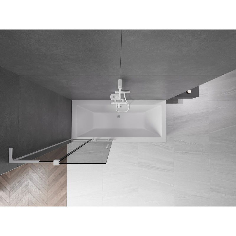 Mexen Velar L paraván na vaňu 2-krídlový posuvný 80 x 150 cm, grafitový, biely - 896-080-003-41-20