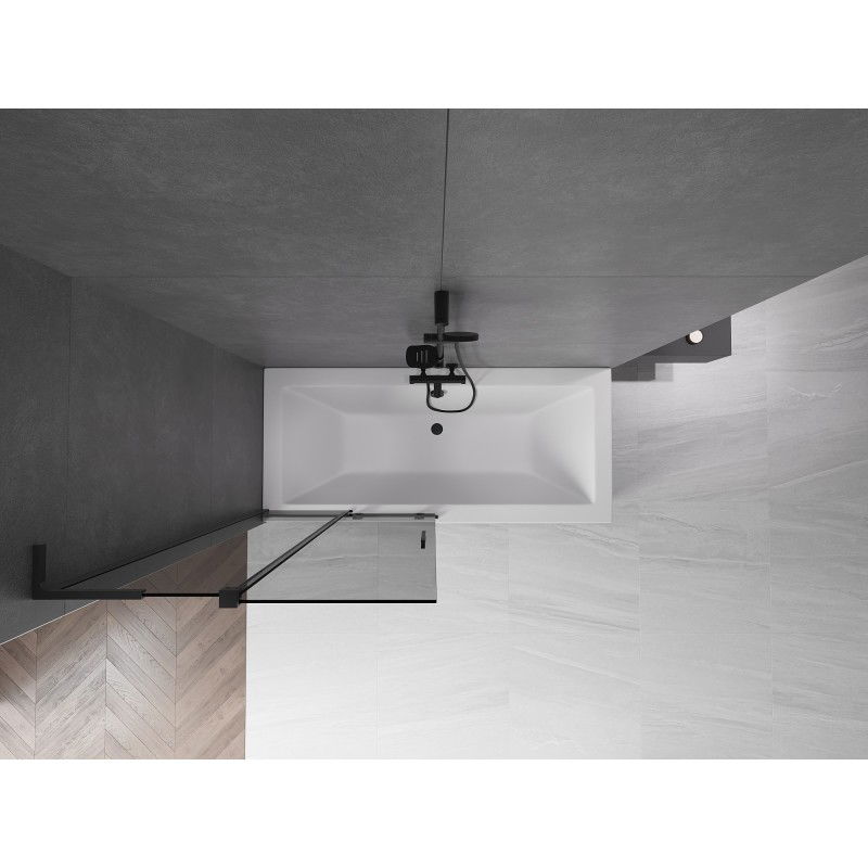 Mexen Velar L vaňová zástena, dvojkrídlová posuvná 95 x 150 cm, grafitová, čierna - 896-095-003-41-70