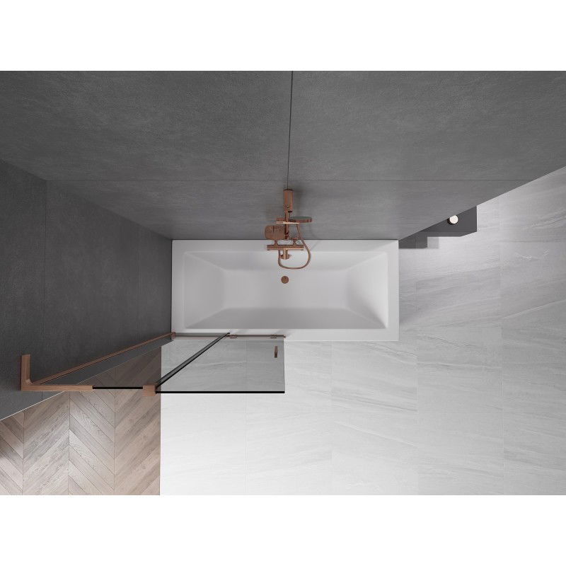 Mexen Velar L vaňová zástená 2-krídlová zasúvacia 95 x 150 cm, grafit, kartáčovaná meď - 896-095-003-41-65