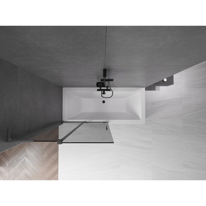 Mexen Velar L sklenená clona na vaňu 2-krídlová posuvná 100 x 150 cm, grafit, brúsená tmavosivá - 896-100-003-41-66