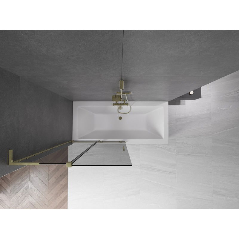 Mexen Velar L vaňová zástena 2-krídlová posuvná 100 x 150 cm, grafitová, zlatá brúsená - 896-100-003-41-55