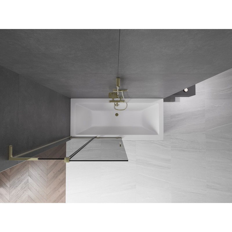 Mexen Velar L vaňová zástena 2-krídlová zasúvacia 100 x 150 cm, grafitová, zlatá - 896-100-003-41-50