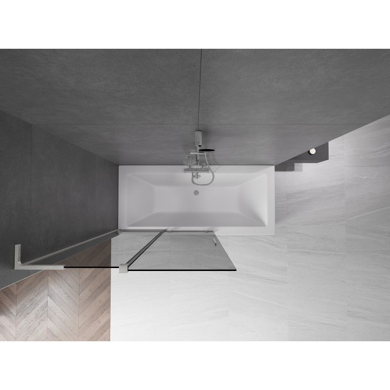 Mexen Velar L vaňová zástenka 2-krídlová posuvná 110 x 150 cm, grafit, brúsený nikel - 896-110-003-41-97