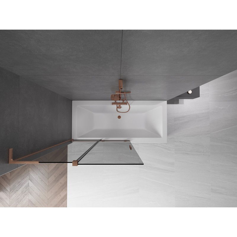 Mexen Velar L vaňová zástena 2-krídlová posuvná 110 x 150 cm, grafit, kartáčovaná meď - 896-110-003-41-65