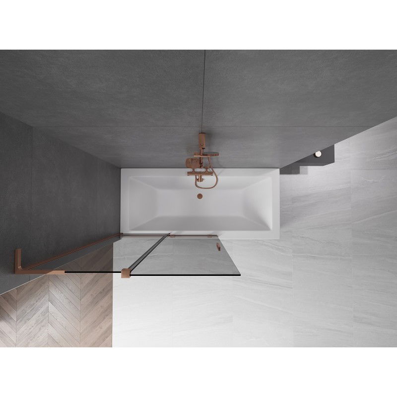 Mexen Velar L vaňová clona 2-krídlová posuvná 110 x 150 cm, grafit, ružové zlato - 896-110-003-41-60