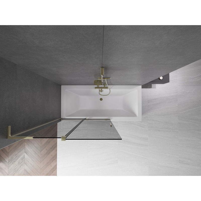 Mexen Velar L vaňová zástenka, 2-krídlová posuvná 110 x 150 cm, grafitová, zlatá - 896-110-003-41-50