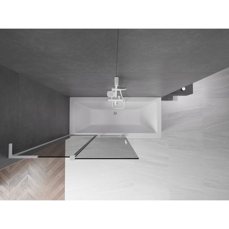 Mexen Velar L vaňová zástena dvojkrídlová posuvná 110 x 150 cm, grafit, biela - 896-110-003-41-20