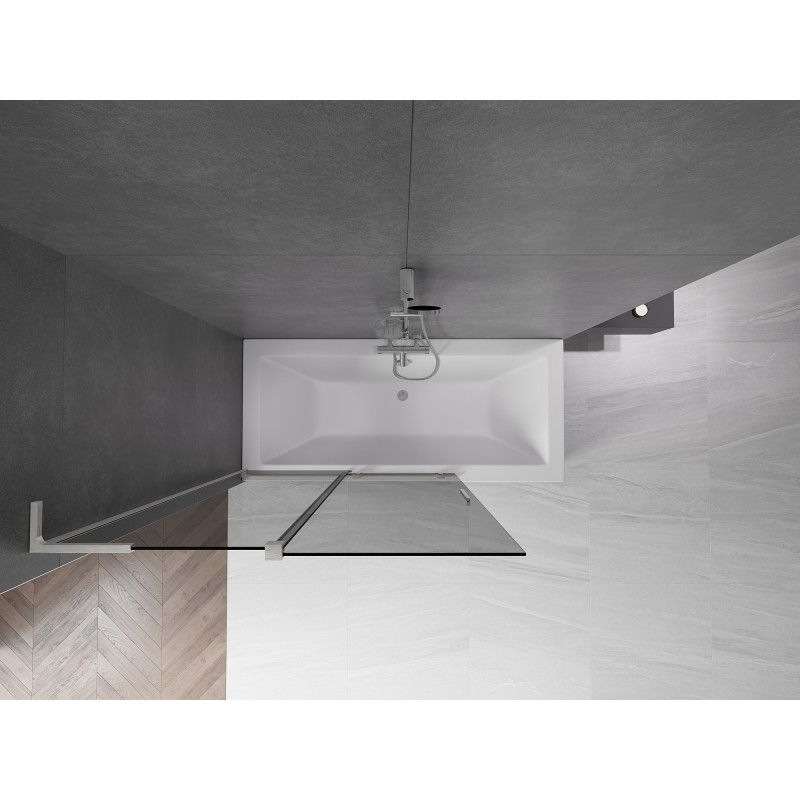 Mexen Velar L vaňová zástena 2-dverová posuvná 120 x 150 cm, grafitová, brúsený nikel - 896-120-003-41-97